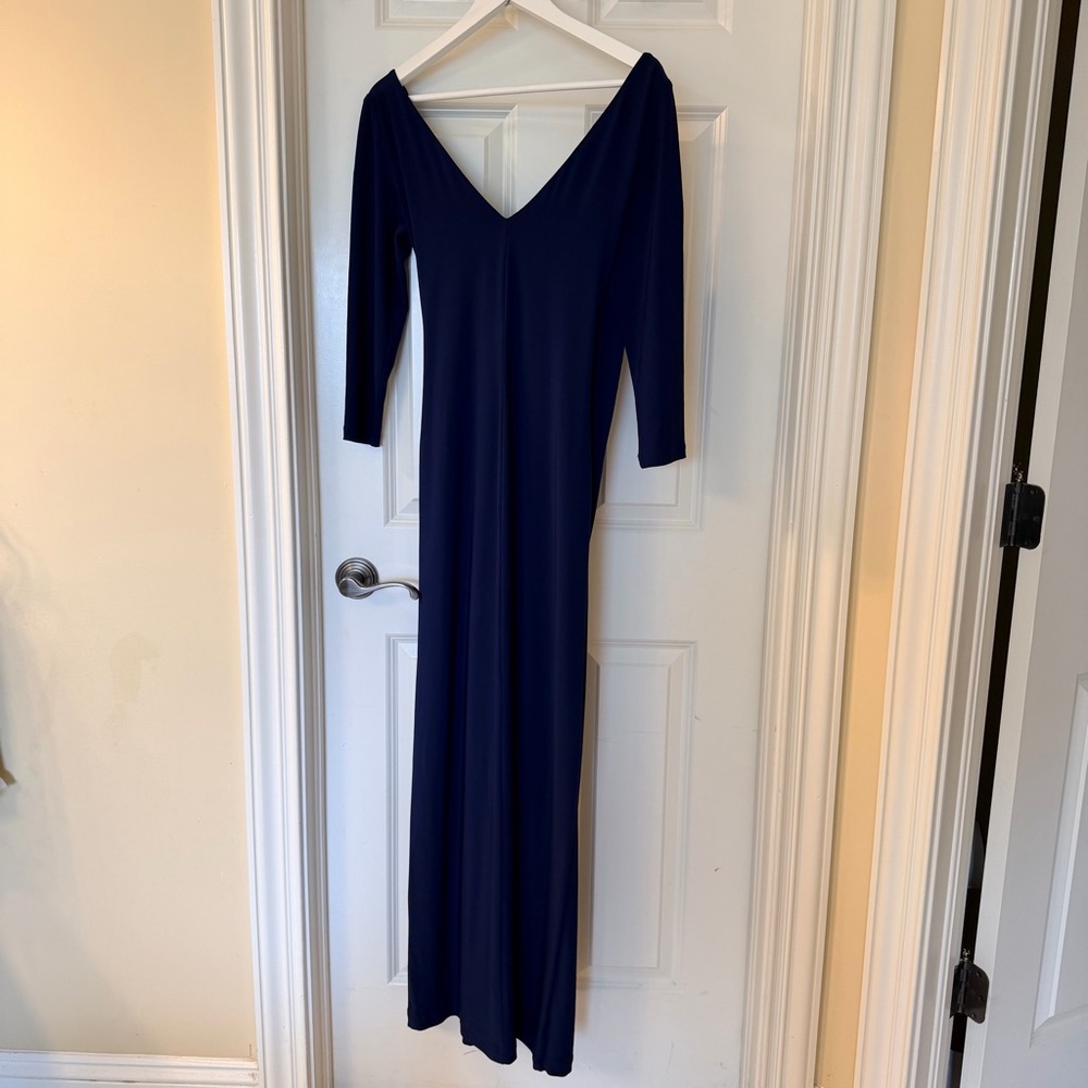 Ralph Lauren Deep Blue Long Sleeve Cross Front Maxi Dress - Picture 5 of 5